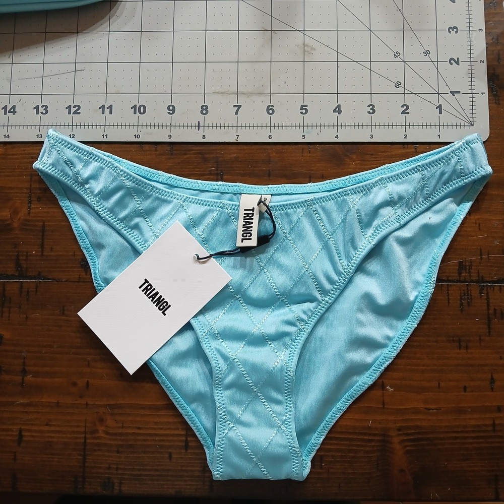 NWT TRIANGL sky high blue S bikini set w/ bag beach coquette fairy y2k doll - Picture 2 of 6